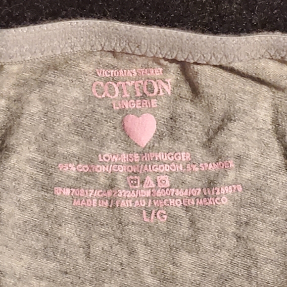 Victoria's Secret Cotton Lingerie- Low-rise Hiphugger Panties - Sz Large - Gray - Picture 3 of 5